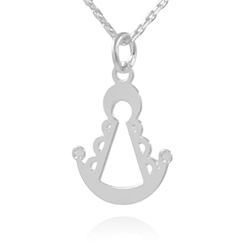 Cadena plata mujer con colgante Virgen del Rocio en plata de ley 925 - Un regalo original para los Rocieros - Es artesanal y se envía en una cajita de regalo Hand Made