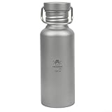 Botella de agua de titanio de 500 ml, 600 ml, 700 ml, a prueba de fugas, con tapa de rosca y bucle, para uso al aire libre durante ciclismo, senderismo y camping (700 ml)