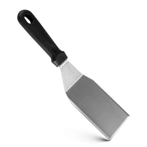 Metal Stainless Steel Spatula Set Includes Scraper Pancake Flipper and Hamburger Turner for Griddle BBQ Grill and Flat Top Cooking.