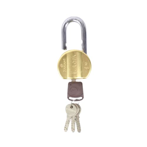 Image of Europa L365BM Brass Padlock | High-Security Dimple Key Lock | Durable Brass Body | Anti-Cut Hardened Shackle | Rust-Resistant | 4 Dimple Keys Included | Pack of 1 for Home & Office Security