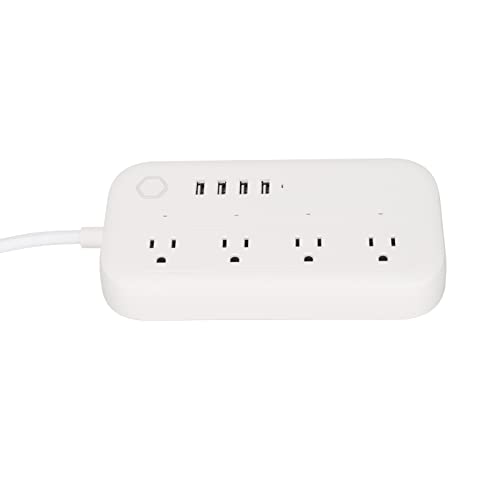 Luqeeg Protector eléctrico Smart Plug con 4 tomas controladas individualmente, 4 puertos USB y control remoto WiFi, material ABS miniatura 5