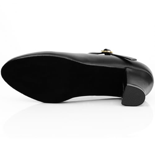 Keemi Black Character Shoes Ballrom Dance Shoes for Women,T-Strap Latin Dance Heels 1920 Dancing Shoes for Salsa Tango Flamenco,2.3"4