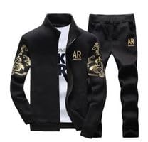 YELLOW TREE Men's Tracksuit Sets Bottoms Full Zip Jogging Gym Suit Jacket with Pockets (F BlackAR-TS-L)