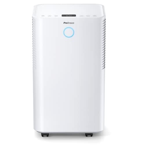 Pro Breeze Dehumidifier Compressor 12L/Day with Automatic Humidity Sensor, Drying Laundry, Continuous Drainage, Night Mode & 24 Hour Timer - Reduces Humidity, Mildew, Condensation