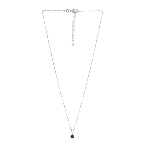 Image of Ornate Jewels 925 Silver 0.5 Carat Blue Sapphire Solitaire Pendant with Chain for Women and Girls | With Certificate of Authenticity & 925 Stamp | Life-time Warranty*