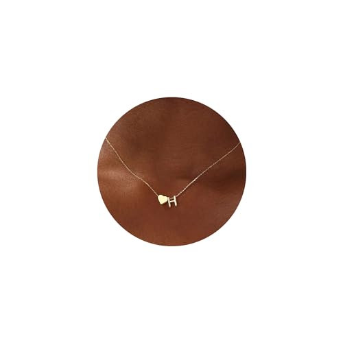 Turandoss Heart Initial Necklaces for Women Trendy 18K-Gold-Plated Dainty H Heart Tiny Initial Necklaces Letter Jewelry for Women