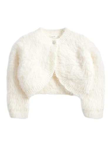 NEXT Mädchen Standard Flauschige Strickjacke mit Glitzer Ecru White 122-128
