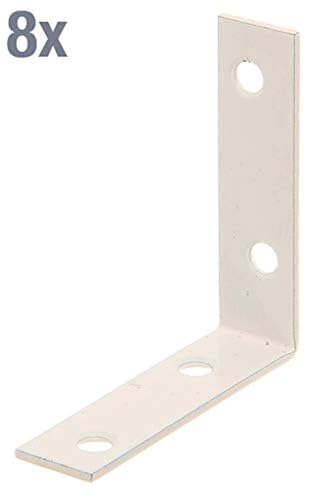 Alberts 336738 Stuhlwinkel | weiß kunststoffbeschichtet | 60 x 60 x 16 mm | 8er Set