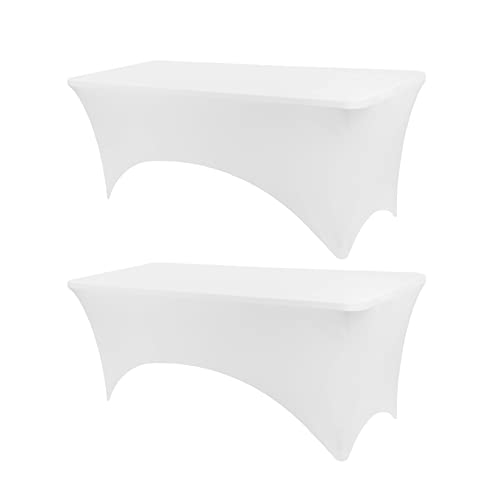 Bddc Fitted Table Covers For 6 Foot Tables, Spandex Table Covers 6Ft, White Table Clothes For 6 Foot Rectangle Tables, Tablecloths For Parties, Banquet, And Festival (2 Pcs) #TOP2