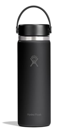Image of Hydro Flask Water Bottle - Insulated Stainless Steel - Wide Mouth Flex Lid, Non Spill, Leakproof and Refillable in 20 Oz Tonal Black