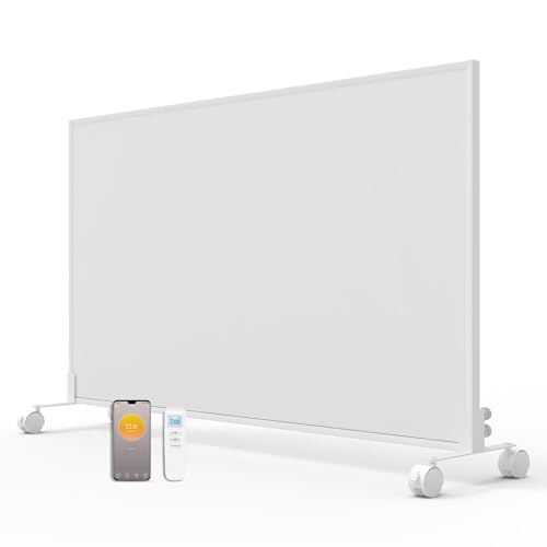 Infrarotheizung Standgerät- 900 Watt- App Steuerung & Fernbedienung & Thermostat- Elektroheizung mit Standfüßen & Wandmontage- Standheizung mit Rollen- Überhitzungsschutz- Energieeinsparend