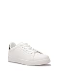 La Modeuse-Baskets, Slip-on-Baskets Basses en Polipiel con pespuntes, blanco y negro, 38 EU