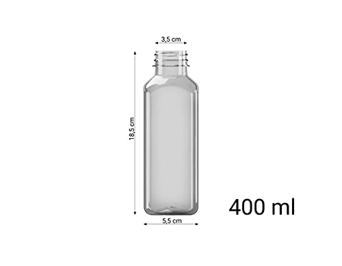 Nipter Waterflessen 400ml, Vierkante Flessen, Transparante Smoothie Fles, Drinkfles PET Fles met Schroefdop, 50 Stuks - Image 3
