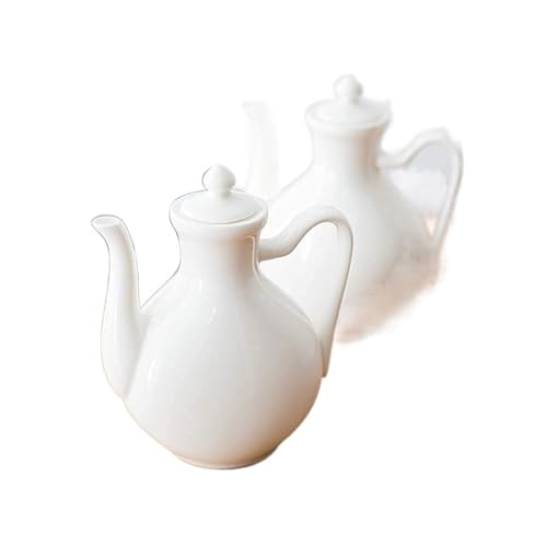 Juego de dispensador de aceite y vinagre de cerámica, botellas de aceite de porcelana blanca para cocinar mini salsa de soja, vinagre, vinagre, botella de aceite de cocina para dispensar vinagre de