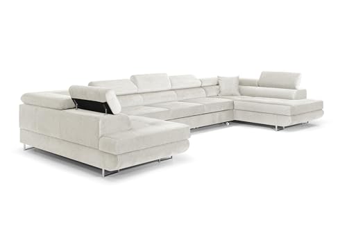 COMFORTINO FURNITURE Ecksofa mit Schlaffunktion Big PASTI U-Form, Sofa Couch mit Bettkasten, 3-Sitzer Eckcouch, Schlafsofa für Wohnzimmer, Big Sofa Couch mit Schlaffunktion (Bouclé Quelle 01) COMFORTINO FURNITURE Ecksofa mit Schlaffunktion Big PASTI U-Form, Sofa Couch mit Bettkasten, 3-Sitzer Eckcouch, Schlafsofa für Wohnzimmer, Big Sofa Couch mit Schlaffunktion (Bouclé Quelle 01)