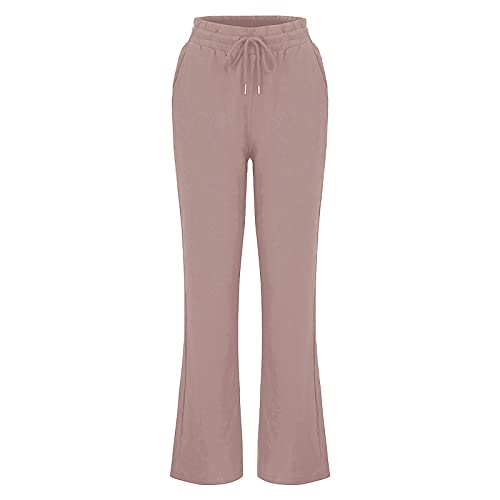 Womens Khaki Pants Sweatpants Pants Summer 2023 Casual Loose Drawstring Elastic High Waist Comfy Trousers Straight Leg Long Lounge Pant #TOP6