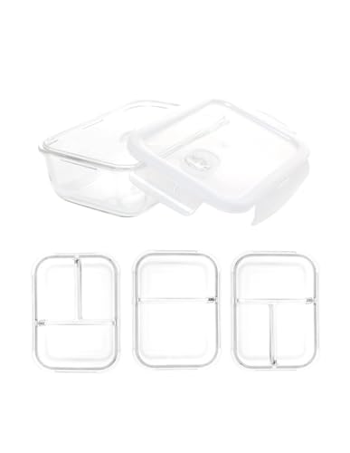 Opiniones de Topper con divisiones los más recomendados. 45 Zanetti - Juego de 7 piezas - 3 Recipientes Cristal con Divisiones con Valvula de Liberación de Vapor - Bento Box - Caja de Almuerzo - REGALO EXTRA: 2 bolsas de silicona y juego...