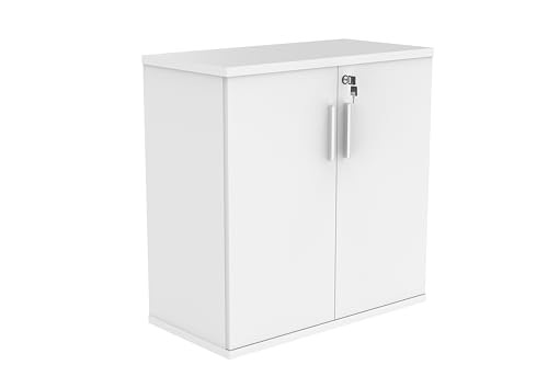 Office Hippo Essentials Heavy Duty Storage Cupboard With Adjustable Shelving, Featuring 2 Lockable Doors, Suitable For Commercial Office, Home And Classroom, Arctic White, 40D x 80W x 81.6Hcm.