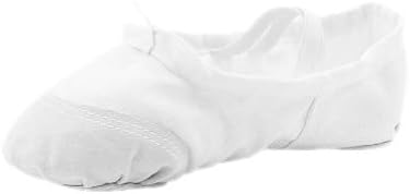 MSMAXGirl's Ballet Shoe Canvas Dance Practice Flats Ballerina Flats White 1 M US Little Kid