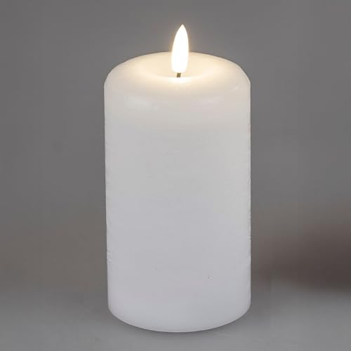 formano LED-Wachskerze weiß 7x10 cm 3D Flackereffekt & Timer 6Std an/...