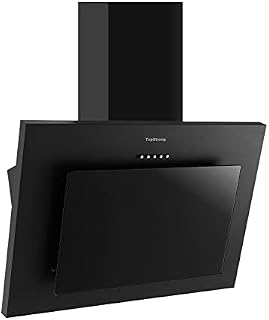 Cooker Hood 60cm, Cooker Extractor Hood Tempered Glass Stainless Steel Kitchen Extractor, 3 Speed Touch Control, LED Light, Black, TopStrong [Energy Class B]