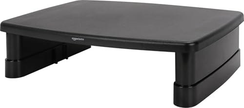 Amazon Basics Height Adjustable Monitor Stand Riser with Storage Organizer, 3-Level Stackable...