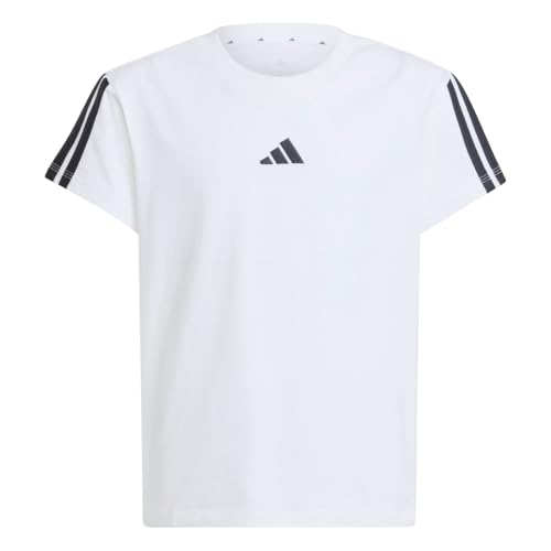 adidas - adidas Girls Essentials 3-Stripes T-Shirt, White/Black, Small