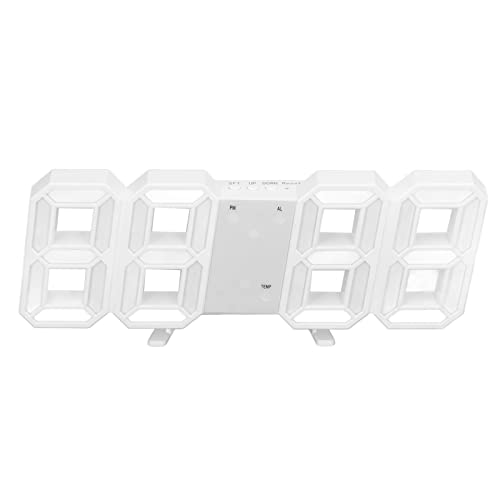 BuyWeek Reloj de Pared LED 3D, Marco Blanco Reloj Despertador Digital Reloj de Pared Moderno Temporizador con Temperatura para la decoración de la Sala de Estar del hogar(Blanco) - imagen 9