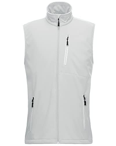 33 000ft Leichte Softshell Weste für Herren Wasserdichte Winddichte Laufweste Atmungsaktive Vest Gilet Ärmellose Jacke für Radfahren Laufen Wandern Golf Arbeit Eisgrau L