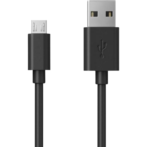 RealPower Micro-USB-Ladekabel, 60 cm, Micro-USB-Lade- und Sync-Kabel, geeignet für Android-Smartphones, Samsung Galaxy, HTC, Huawei, Sony, Nexus, Kindle und mehr, Schwarz, 1 Stück