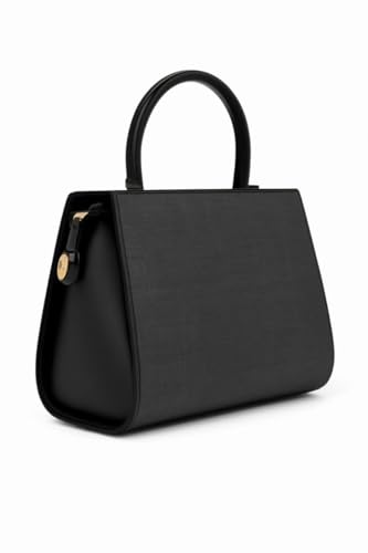 Image of Valendnee Ladies Structured Handbag, Grey, Classic Design with Gold-Tone Hardware