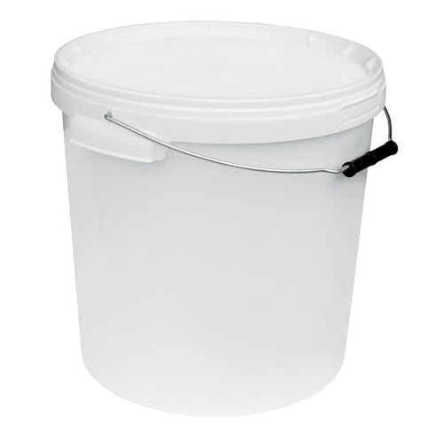 1 x 20 Liter Eimer mit Deckel weiß, stapelbarerer Milch-/Vorratseimer, Honigeimer Kunststoffeimer mit Lebensmittelfreigabe, Lebensmittelechte Behälter, Leereimer für Mehl, Wassereimer, 1 Stück