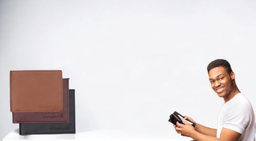 Image of Bifold Semi Leather Tan and Black Wallet Combo Pack of 2 Purse Valet