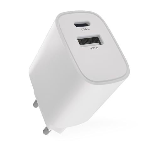 EMOS - USB-C+A Ladeger&auml;t 15Watt - Netzteil ohne Kabel - Euro-Adapter USB-C und A-Typ - 15W-Ladestecker zum Laden von Smartphone, iPhone, aufladbarer Ger&auml;ten - 5 V / 3 A - Wei&szlig;