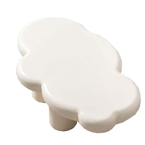 YSUEFIJO Cloud Shape Irregular Wood Coffee Table, Indoor Round Corner Thicken End Table, Unique Minimalist Side Coffee Table, Modern White Accent Tables, Easy Assembly