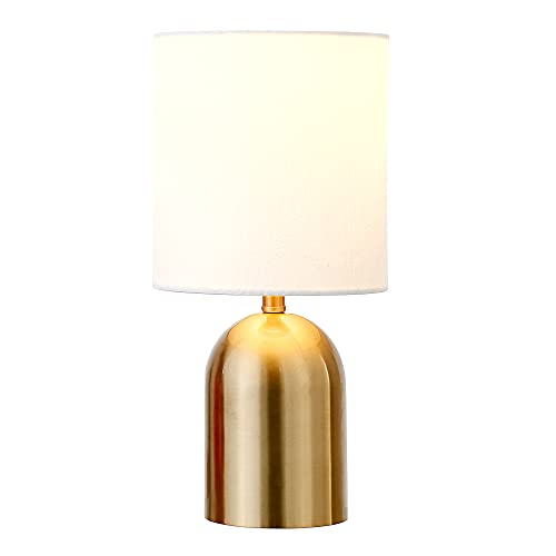 Henn&Hart ML0931 13.25 Inch Tall Mini Lamp With Fabric Shade In Brass/White thumb #2