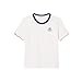 Lacoste Women's Sport Ultra Dry Tennis Heritage Badge T-Shirt, Flour/Navy Blue, 12