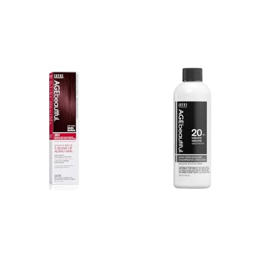 Image of AGE beautiful Permanent Hair Color Cream, 100% Gray Coverage Hair Dye with Biotin Anti-Aging Formula for Fuller, Thicker Hair, Professional Salon Quality
