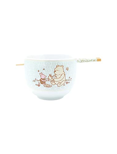 Disney Winnie The Pooh Picnic Scene Ramen Bowl With Chopsticks