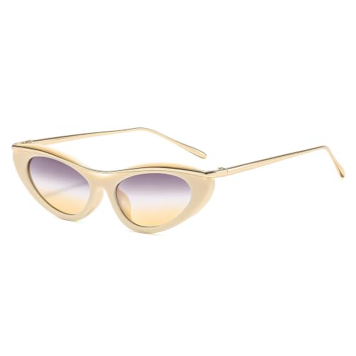 Lunettes œil-de-chat gris et jaune avec monture fine rétro tendance