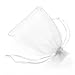 Bluecell Pack of 50 White color Organza Drawstring Gift Bag Pouch Wrap for Party/Game/Wedding (4.5x3.5") (White)