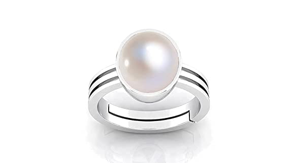 8.25 Ratti 7.00 Carat Certified Pearl Moti Stone Silver Ring Astrological Adjustable Ring for Men & Women