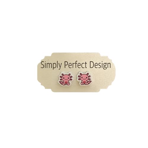 Simply Perfect Design Hypoallergenic Axolotl Stud Earrings for Women and Girls - Cute Kawaii Animal Jewelry - Nickel Free Stainless Steel - Lightweight Handcrafted Gift for Sensitive Ears