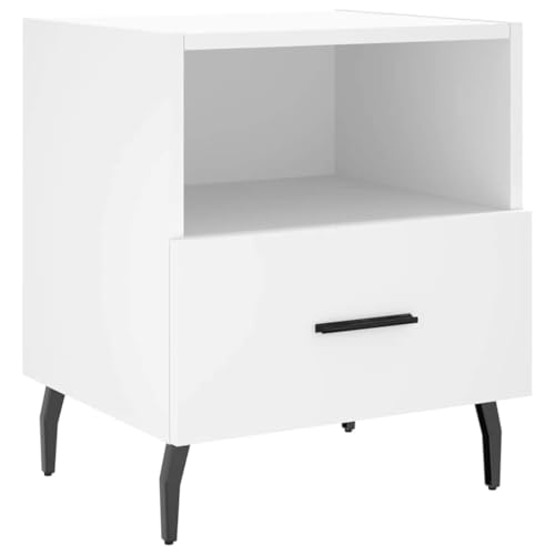 Lot de 2 tables de chevet blanc en bois d'ingénierie chic - 7