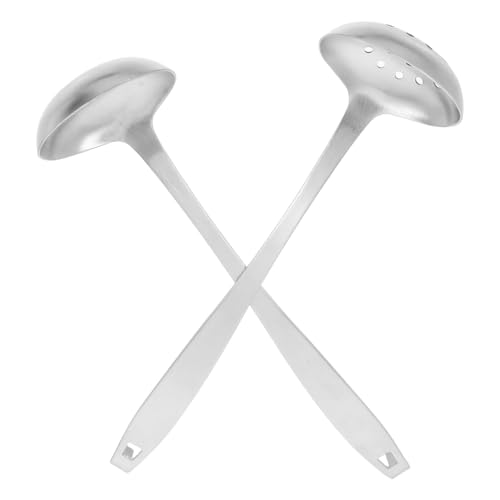 PRETYZOOM 1 Juego Cuchara para olla caliente con gancho accesorios de cocina utensilios de cocina cucharón con gancho Cuchara ranurada colador de sopa cucharon para sopa Acero inoxidable