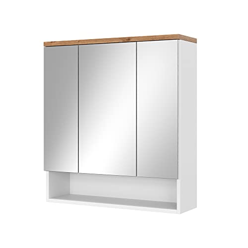 Vicco Badspiegelschrank Weiß Eden 70x78x22 cm - Badezimmerschrank mit Spiegel, Viel Stauraum für Badutensilien