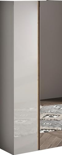 Web Convenienza Scarpiera Moderna Doppia Anta Made in Italy 1 Anta a Specchio e 8 Ripiani - Scarpiera da Ingresso, Soggiorno Camera da Letto - Dimensioni 70x185x35 cm (Bianco Lucido - Kadiz)