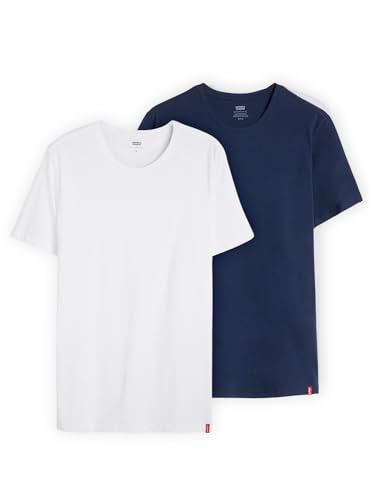 Levi's Slim 2-pack Crewneck Tee Camiseta, Dress Blues/ White, L Hombre