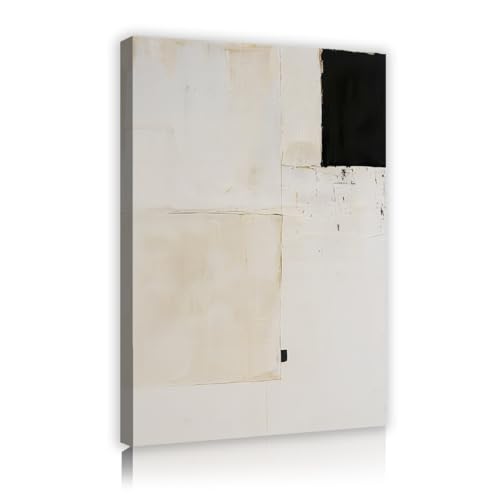 Peinture moderne texture noir blanc toile géométrique scandi