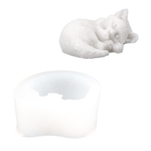 Ideen mit Herz Molde de silicona con forma de gato 2, molde para moldear tú mismo, para resina epoxi, yeso, hormigón, cera o jabón, apto para alimentos
